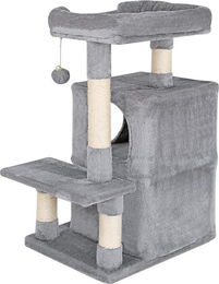 Famanu Kratzbaum für Katzen in Grau mit Hängematte und Katzenhaus aus Plüsch – Bild 1 von 1