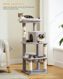 Famanu Kratzbaum für Katzen in Grau mit Kunstfell und Aussichtsplattformen – Bild 1 von 1