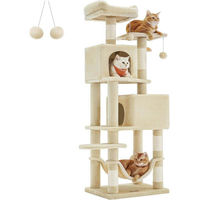 Produktbild von Famanu Kratzbaum für Katzen in Grau mit mehreren Etagen und Spielzubehör 155 cm hoch