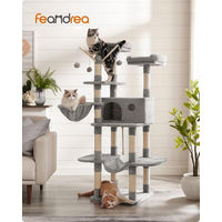 Produktbild von Famanu Kratzbaum für Katzen in Grau mit Sisal und Plattformen 130 x 230 x 1 cm