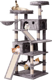 Famanu Kratzbaum für Katzen in Grau mit Sisal und Spielzeug – Bild 1 von 1
