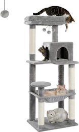 Famanu Kratzbaum für Katzen in Grau mit Spieltor und Spanplatte – Bild 1 von 1