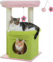 Famanu Kratzbaum für Katzen in Grün mit Sisal-Beschichtung und Plüsch aus mehreren Ebenen – Bild 1 von 1