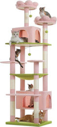 Famanu Kratzbaum für Katzen in Rosa mit Höhlen, Hängematte und Sisal, 205 cm – Bild 1 von 1