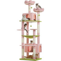 Produktbild von Famanu Kratzbaum für Katzen in Rosa mit Höhlen, Hängematte und Sisal, 205 cm