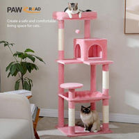 Produktbild von Famanu Kratzbaum für Katzen in Rosa mit Spiel- und Ruheplätzen aus Plüsch und Sisal 55 x 45 x 143 cm