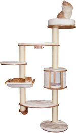 Famanu Kratzbaum für Katzen in Weiß und Beige aus Holz, Plüsch und Sisal, 185 x 115 cm – Bild 1 von 1