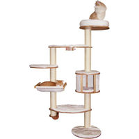 Produktbild von Famanu Kratzbaum für Katzen in Weiß und Beige aus Holz, Plüsch und Sisal, 185 x 115 cm