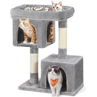 Produktbild von Famanu Kratzbaum für Katzen mit 2 Höhlen und Sisal in Grau 60 x 40 x 84 cm