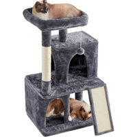 Produktbild von Famanu Kratzbaum für Katzen mit 2 Höhlen und Spielball in Grau