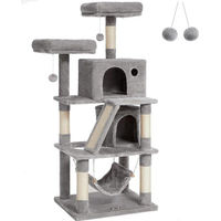 Produktbild von Famanu Kratzbaum für Katzen mit 2 Kuschelhöhlen in Grau 155 cm