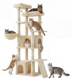 Famanu Kratzbaum für Katzen mit 5 Ebenen aus Sisal in Beige, 55 x 45 x 184,5 cm – Bild 1 von 1