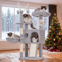 Produktbild von Famanu Kratzbaum für Katzen mit abnehmbaren Spielangeln zur Wandmontage in Grau aus Plüsch
