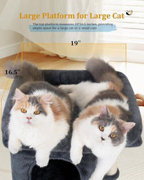 Famanu Kratzbaum für Katzen mit Fensterhängematte und Stauraum in Grau mit Sisal – Bild 1 von 1