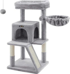 Famanu Kratzbaum für Katzen mit großer Plattform und Spielball in Lichtgrau – Bild 1 von 1