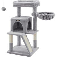 Produktbild von Famanu Kratzbaum für Katzen mit großer Plattform und Spielball in Lichtgrau