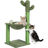 Produktbild von Famanu Kratzbaum für Katzen mit grüner Hängematte und Ball in Höhe 91 cm