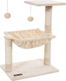 Famanu Kratzbaum für Katzen mit Hängematte aus Samt und Sisal in Beige – Bild 1 von 1