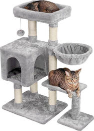 Famanu Kratzbaum für Katzen mit Hängematte und Katzenhaus in Grau – Bild 1 von 1