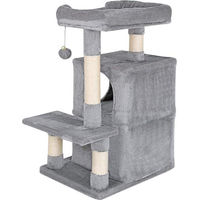 Produktbild von Famanu Kratzbaum für Katzen mit Hängematte und Katzenhaus in Grau aus Plüsch