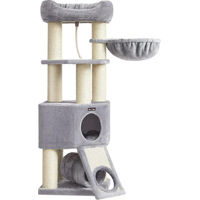 Produktbild von Famanu Kratzbaum für Katzen mit Hängematte und Tunnel in Grau 50 x 50 x 141 cm