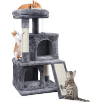 Produktbild von Famanu Kratzbaum für Katzen mit Häuschen und Spielball in Grau, 91 cm hoch