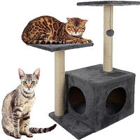 Produktbild von Famanu Kratzbaum für Katzen mit Haus und Liegeplatz in Grau, 71 cm hoch