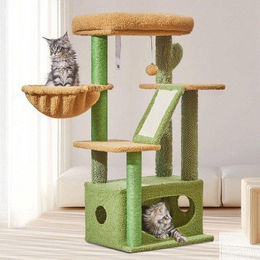 Famanu Kratzbaum für Katzen mit Höhle und Plattform in Grün, 97 cm – Bild 1 von 1