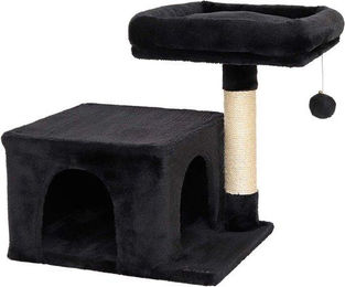 Famanu Kratzbaum für Katzen mit Höhle und Sisal-Elementen in Schwarz, 50 cm Höhe – Bild 1 von 4