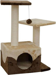Famanu Kratzbaum für Katzen mit Höhle und Spielbällen aus Sisal in Braun/Beige, 70 cm Höhe – Bild 1 von 1