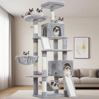 Produktbild von Famanu Kratzbaum für Katzen mit hohen Kratzsäulen und Höhlen, Grau, 200 cm