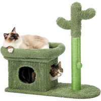 Produktbild von Famanu Kratzbaum für Katzen mit Katzenhaus, Spielball und Sisal in Grün, 70 cm Höhe