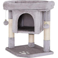 Produktbild von Famanu Kratzbaum für Katzen mit Katzenhaus und Hängematte aus Plüsch in Grau