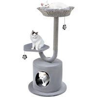 Produktbild von Famanu Kratzbaum für Katzen mit Katzenhaus und Sisalsäulen in Grau, 105 cm hoch
