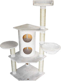 Famanu Kratzbaum für Katzen mit Katzenhaus und Sisalstämmen in Grau 65 x 65 x 176 cm – Bild 1 von 1