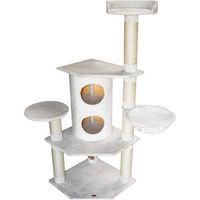 Produktbild von Famanu Kratzbaum für Katzen mit Katzenhaus und Sisalstämmen in Grau 65 x 65 x 176 cm