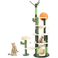 Produktbild von Famanu Kratzbaum für Katzen mit Katzenhaus und Spielmöglichkeiten in Grün aus Plüsch