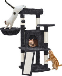 Famanu Kratzbaum für Katzen mit Katzenkorb und Sisal-Kratzbrett in Schwarz, 107 cm – Bild 1 von 1