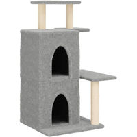 Produktbild von Famanu Kratzbaum für Katzen mit Kratzsäule und Häuschen in Lichtgrau 97 cm