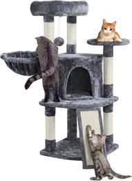 Famanu Kratzbaum für Katzen mit Kuschelhöhle und Sisal-Kratzfläche in Grau, 107 cm Höhe – Bild 1 von 1