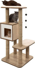 Famanu Kratzbaum für Katzen mit Plattform und Versteck in Beige – Bild 1 von 1