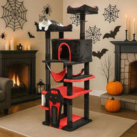 Produktbild von Famanu Kratzbaum für Katzen mit Plattformen und Hütten in Schwarz 158 cm