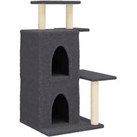 Produktbild von Famanu Kratzbaum für Katzen mit Schlafplatz und Spielzeug aus Sisal in Grau