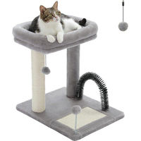 Produktbild von Famanu Kratzbaum für Katzen mit Sisal-Kratzfläche und Spielball Grau 51 cm