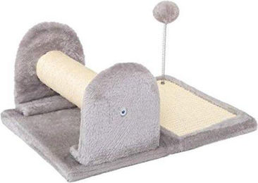 Famanu Kratzbaum für Katzen mit Sisalfläche und Spielball in Grau, 45 x 45 x 81 cm – Bild 1 von 1