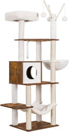 Famanu Kratzbaum für Katzen mit Sisalpalmen und Spielbereich in Rauchgrau Größe L 55x40x169 cm – Bild 1 von 1