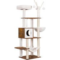 Produktbild von Famanu Kratzbaum für Katzen mit Sisalpalmen und Spielbereich in Rauchgrau Größe L 55x40x169 cm