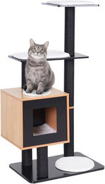 Famanu Kratzbaum für Katzen mit Sisalsäulen und Hängenden Bällen in Schwarz – Bild 1 von 1