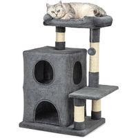 Produktbild von Famanu Kratzbaum für Katzen mit Spielball aus Plüsch in Dunkelgrau