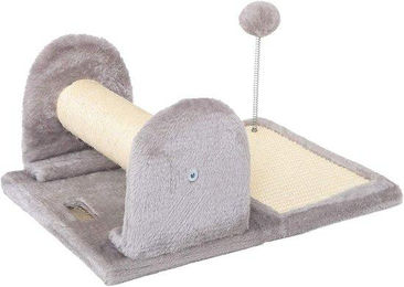 Famanu Kratzbaum für Katzen mit Spielball und Kratzfläche aus Plüsch und Sisal in Grau – Bild 1 von 1